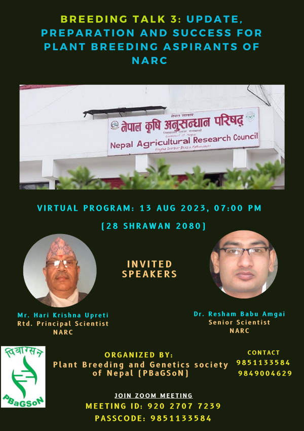 BREEDING TALK-3 Update, preparation and success for Plant Breeding aspirants of NARC